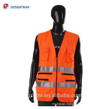 Men's Construction High Visibility 3M Scotchlite Reflective Safety Vest With Pockets Hi Vis Road Work Waistcoat